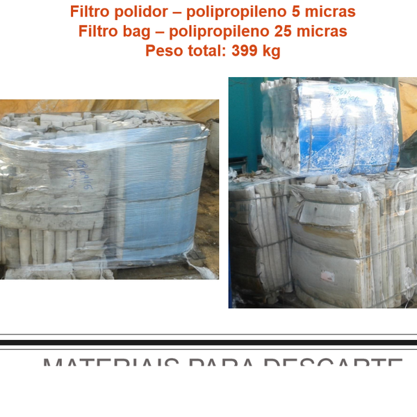 Filtro polidor 5 micras - produtos de 2a linha - Tatuí, SP - B2Blue - Compra e Venda de Resíduos