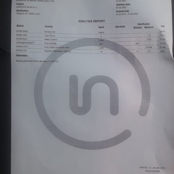 acrilato de butila - Outros